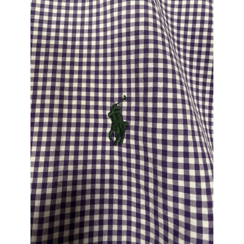 Ralph Lauren Mens Purple Gingham Classic Fit Button Down‎ Shirt 16.5 34/35